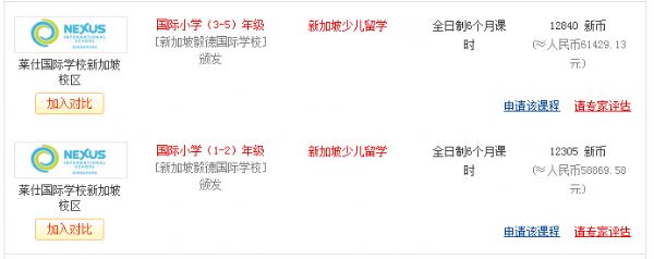 去新加坡讀小學的費用